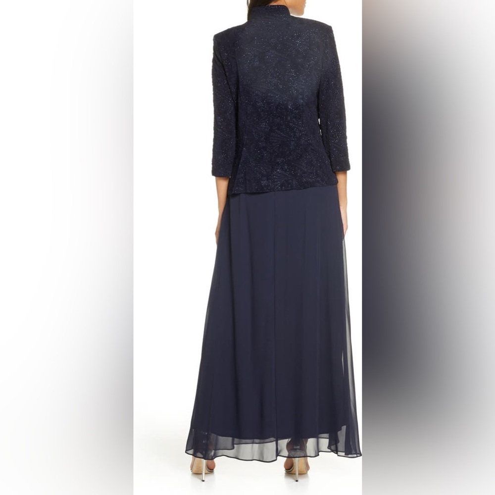 Alex Evening Sequin Mock Two-Piece Gown with Jacket. Size 8 - Picture 2 of 9